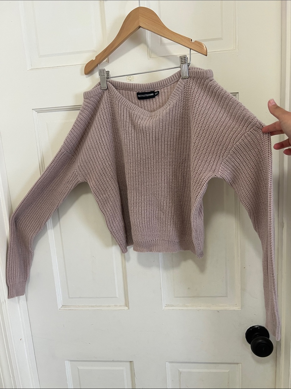 Lilac Off the shoulder cropped Sweater